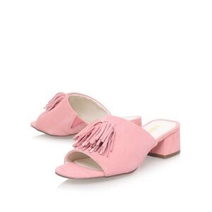 Anne Klein "Salome" Blush Suede Slip on Helled Tassel Mule Size 7